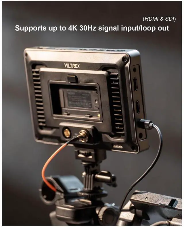 Alt view image 4 of 5 - VILTROX DC-L2 7" 4K SDI Camera Field Monitor, 600nit Touch Screen, 4K 30Hz HDMI Loop in/Out DSLR Video External Monitor for Sony Canon Nikon with Sunshade Hood, Battery, Storage Bag