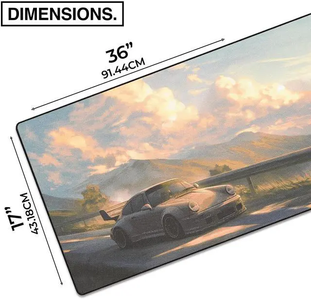 Alt view image 2 of 5 - MPCO. Manga Motors Large Gaming Desk Pad - 36" x 17" Duraglyde Fabric Porsche-Pink Desk Mats - Non-Slip, Washable, Smooth Glide for Precision Gaming & Work