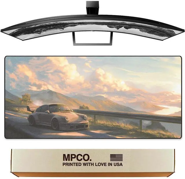 Main image of MPCO. Manga Motors Large Gaming Desk Pad - 36" x 17" Duraglyde Fabric Porsche-Pink Desk Mats - Non-Slip, Washable, Smooth Glide for Precision Gaming & Work