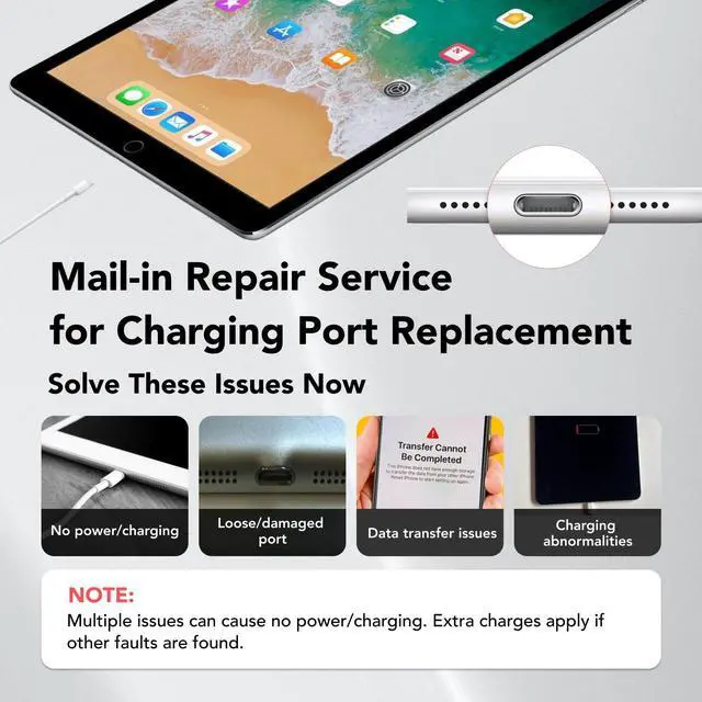 Alt view image 3 of 5 - Lenwell Mail-in Repair Service with Charging Port Replacement for iPad Pro 12.9-inch 3rd/4th Charging Port Full Assembly Replacement, Pro-Repair Service (not Parts)