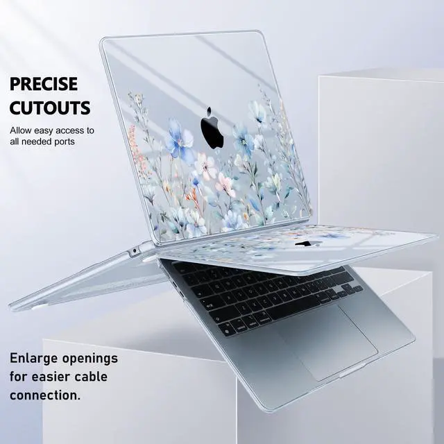Alt view image 5 of 5 - May Chen [2025 New Pattern] for MacBook Air 13.6 inch Case M2 M3 M4 Chip Model: A2681 A3113 A3240, 2022-2025 Release, Hard Shell Cover with Screen Protector & Keyboard Skin - Blue Flower