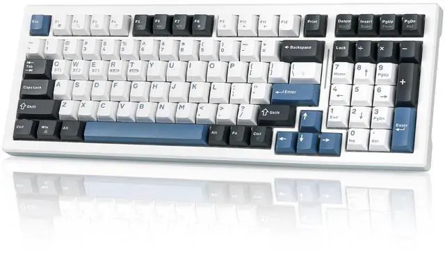 Main image of Wireless Mechanical Keyboard BT5.0/2.4GHz/USB-C, Multi-Color LED with 18+ Modes, Hot-Swappable Custom Keyboard, Red Creamy Switches, Gaming Keyboard for PC/Mac (Blue White)