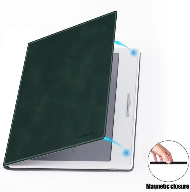 Alt view image 3 of 5 - LaoShuSheng Magnetic Case for 7" Onyx Boox Tablet Go 7/Go 7 Color Series (1/2th Gen,2024/2025) /Boox Page - Ultra-Thin Lightweight Leather Book Folio Cover with Auto Sleep/Wake (Green)