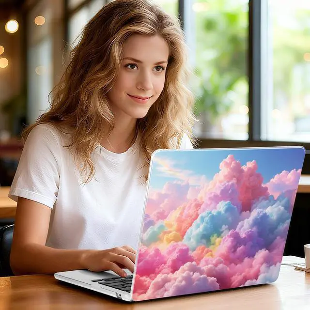 Alt view image 2 of 5 - Yebiseven for MacBook Air 13.6 Inch M4/M3/M2 Case 2025 2024 2023 2022 Released A3240/A3113/A2681, Laptop Hard Shell Case with Keyboard Cover & Trackpad Protector & 2 OTG Adapters, Cotton Candy Clouds