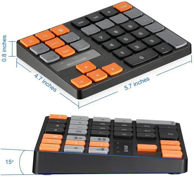 Alt view image 4 of 5 - SurnQiee Bluetooth Numeric Keypad, Wireless Number Pad 35-Keys Financial Accounting Rechargeable Number Keyboard for Laptop Desktop, PC, Notebook