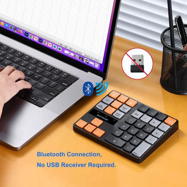 Alt view image 3 of 5 - SurnQiee Bluetooth Numeric Keypad, Wireless Number Pad 35-Keys Financial Accounting Rechargeable Number Keyboard for Laptop Desktop, PC, Notebook