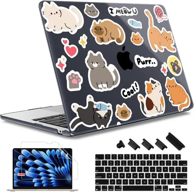 Main image of May Chen for MacBook Air 13.6 Inch Case 2025/2024/2023/2022 Release (Model A2681 A3113 A3240, M2 M3 M4 Chip)  Hard Shell Laptop Cover with Keyboard Cover & Screen ProtectorCat Sticker Print