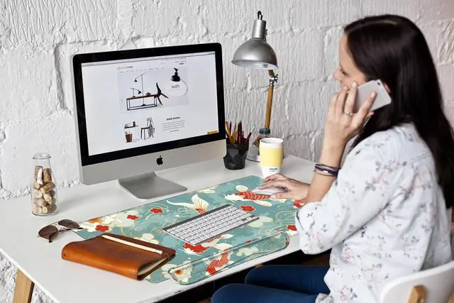 Alt view image 2 of 5 - Koi Fish Desk Mat Set Carp Mousepad Gaming Mouse Pad and Keyborad Wrist Rest XXL Desk Pad 31.5" x 15.75" Computer Mat Large Mouse Pads with Wrist Support