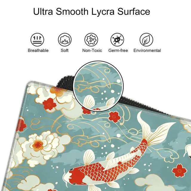 Alt view image 4 of 5 - Koi Fish Desk Mat Set Carp Mousepad Gaming Mouse Pad and Keyborad Wrist Rest XXL Desk Pad 31.5" x 15.75" Computer Mat Large Mouse Pads with Wrist Support