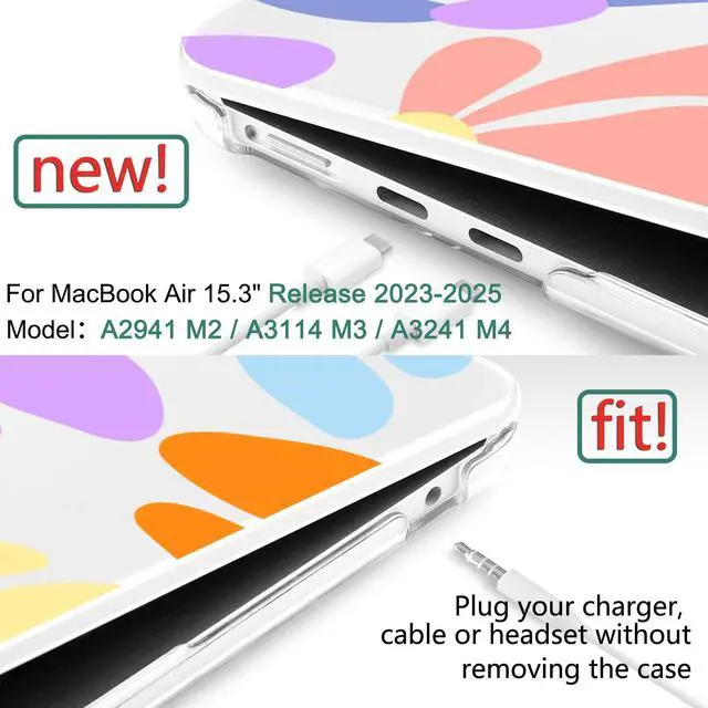 Alt view image 2 of 5 - DONGKE Compatible with M4 MacBook Air 15 inch Case 2025-2023 A3241 A3114 A2941 M3 M2 Retina Display Touch ID, Plastic Hard Case & Keyboard Skin for MacBook Air 15" - Clear Retro Florals