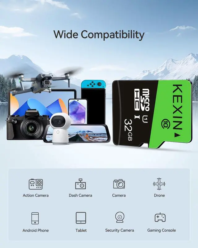 Alt view image 2 of 5 - KEXIN 32GB Micro SD Card 5 Pack with SD Adapter microSDHC Memory Card UHS-I C10 U1 Micro SD Card Full HD High Speed TF Card for Smartphone Tablet Dash Cam Drone Game Console, 5 Pack 32 GB