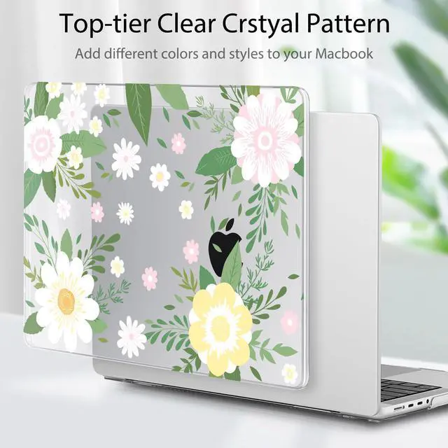 Alt view image 4 of 5 - Tuiklol for MacBook Pro 14 Inch Case 2025-2021 Release M5 A3434 /M4 A3112 A3401 A3185/M3 A2918 A2992/M2 A2779/M1 A2442 Pro/Max,Hard Shell Case with Screen Protector for Touch ID,Flowers White