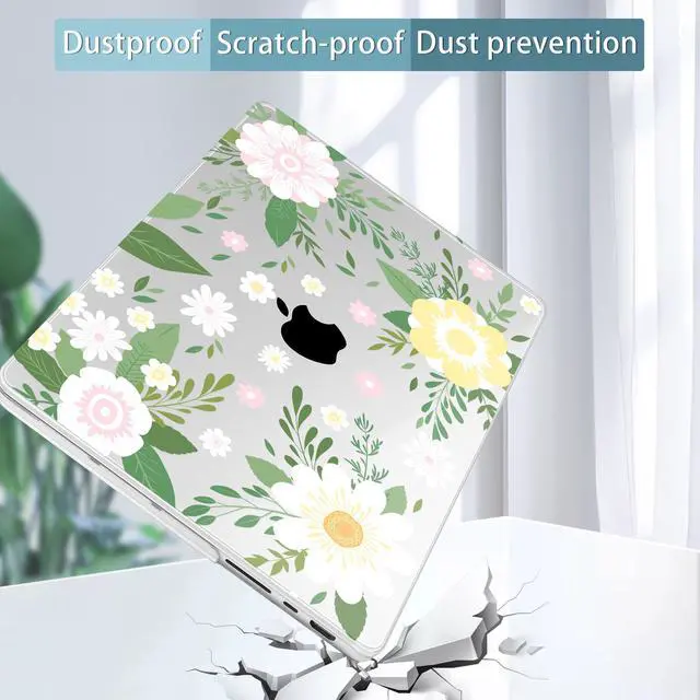 Alt view image 5 of 5 - Tuiklol for MacBook Pro 14 Inch Case 2025-2021 Release M5 A3434 /M4 A3112 A3401 A3185/M3 A2918 A2992/M2 A2779/M1 A2442 Pro/Max,Hard Shell Case with Screen Protector for Touch ID,Flowers White