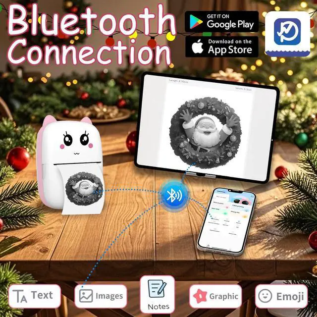 Alt view image 2 of 5 - Mini Sticker Printer with 10 Rolls Paper, Thermal Printer Portable Sticker Maker, Bluetooth Inkless Printers Compatible with iOS & Android, Pocket Impresora Portátil for Notes, Journal, DIY, Kids Gift