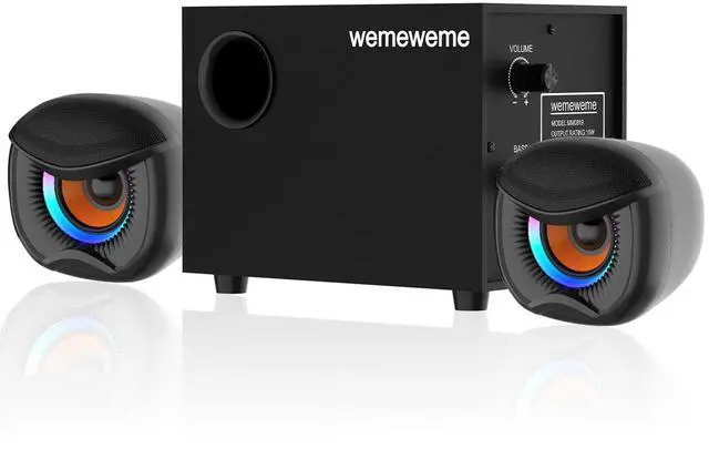Main image of Wemeweme Computer Speakers, PC Speakers with Subwoofer, 2.1 Gaming Speakers for Desktop PC, USB Powered Wired 3.5mm Aux for Monitor, Laptop, Desk