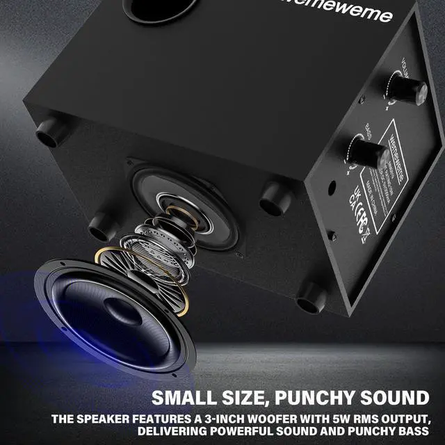 Alt view image 4 of 5 - Wemeweme Computer Speakers, PC Speakers with Subwoofer, 2.1 Gaming Speakers for Desktop PC, USB Powered Wired 3.5mm Aux for Monitor, Laptop, Desk