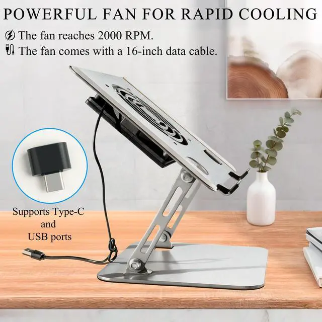 Alt view image 5 of 5 - Laptop Stand for Desk, Laptop Riser with Active Cooling Fan, Widely Compatible with MacBook and Other Computer AccessoriesComputer Stand for Laptop