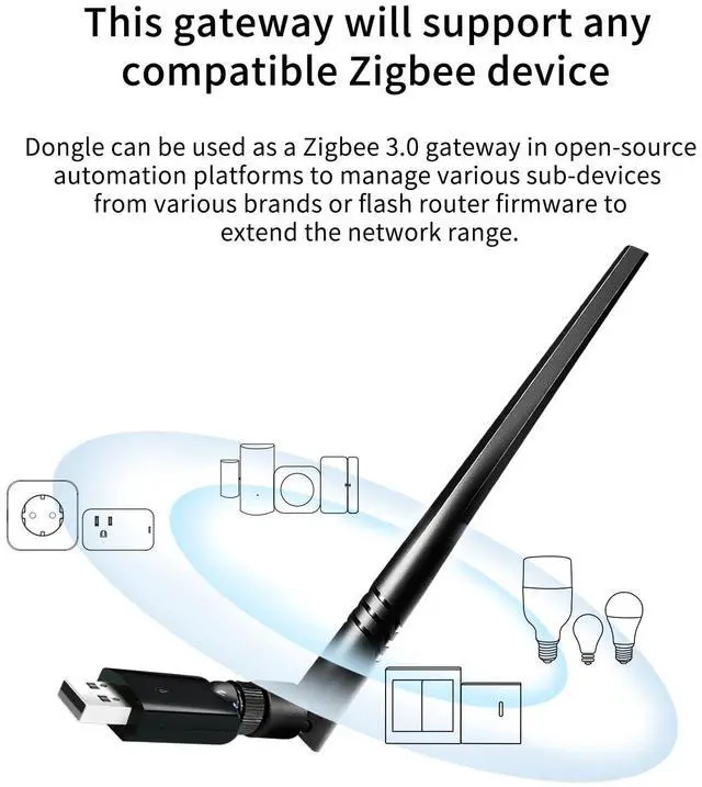 Alt view image 2 of 5 - Easebloom Zigbee3.0 USB Dongle GatewayUniversal Zigbee Gateway Adapter with AntennaSupport Home Assistant ZHA Zigbee2MQTT,OpenHABBase on EFR32MG21 and EZNet 8.0.2(Upgradeable Firmware)