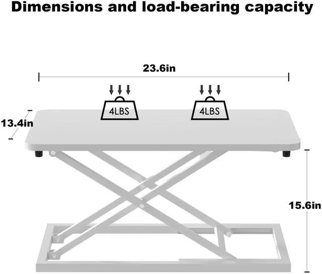 Alt view image 3 of 5 - Decoholic White Small Single 24 inch Scissors Lift Keyboard and Mouse Riser,Height Adjustable Standing Desk Converter,for Ergonomic Sit Stand Workstations (24 inch WH)