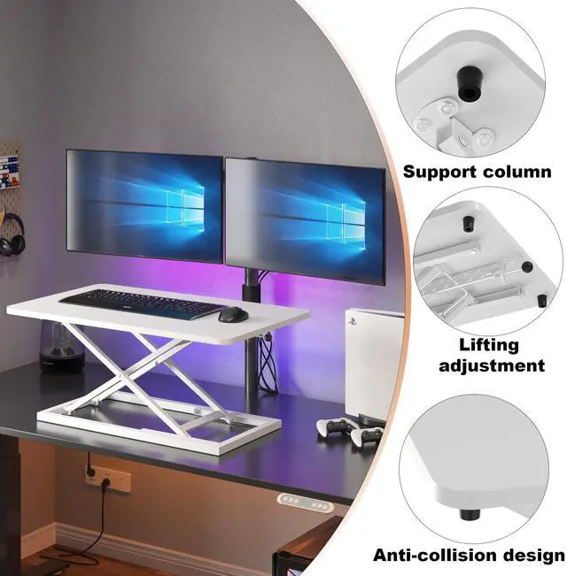 Alt view image 4 of 5 - Decoholic White Small Single 24 inch Scissors Lift Keyboard and Mouse Riser,Height Adjustable Standing Desk Converter,for Ergonomic Sit Stand Workstations (24 inch WH)