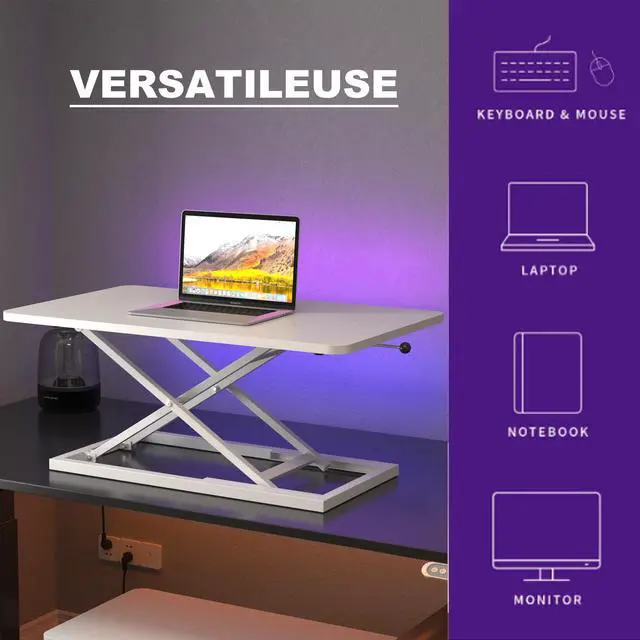 Alt view image 5 of 5 - Decoholic White Small Single 24 inch Scissors Lift Keyboard and Mouse Riser,Height Adjustable Standing Desk Converter,for Ergonomic Sit Stand Workstations (24 inch WH)