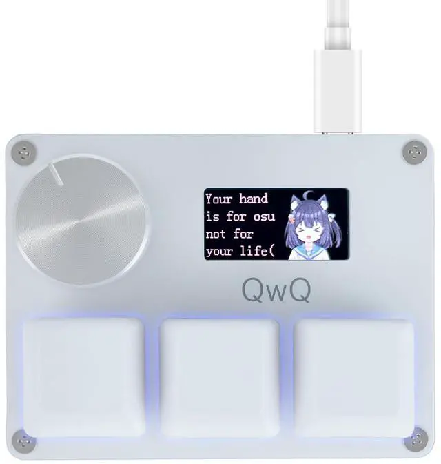 Main image of Rapid Trigger Keyboard, Macro Pad for OSU, O3CMagnetic Switch Gaming Keyboard with RGB, 3 Keys, Knob & Display, Custom Trigger Distance, Type-C (White)