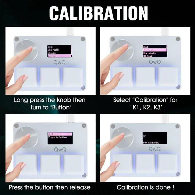 Alt view image 5 of 5 - Rapid Trigger Keyboard, Macro Pad for OSU, O3CMagnetic Switch Gaming Keyboard with RGB, 3 Keys, Knob & Display, Custom Trigger Distance, Type-C (White)