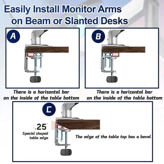 Alt view image 3 of 5 - Pugala Computer Under Desk Clamp Mount, Under Table Metal Desk Accessories, Suitable for Different Tables, Adjustable