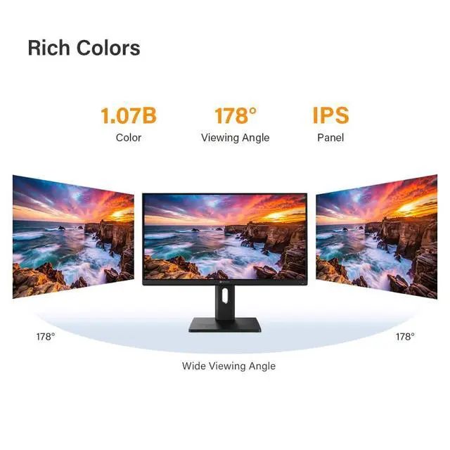 Alt view image 3 of 5 - AG Neovo EM2751 4k Monitor 27 Inch, USB-C with 65W Power Delivery, 3840 x 2160 UHD, IPS, 100% sRGB, Height Adjustable, Pivot, Dual HDMI 2.1, DisplayPort 1.4