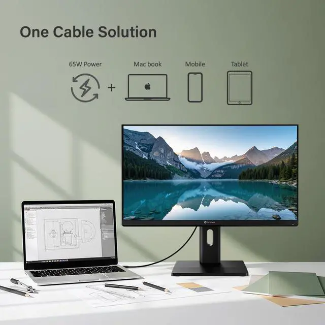 Alt view image 4 of 5 - AG Neovo EM2751 4k Monitor 27 Inch, USB-C with 65W Power Delivery, 3840 x 2160 UHD, IPS, 100% sRGB, Height Adjustable, Pivot, Dual HDMI 2.1, DisplayPort 1.4
