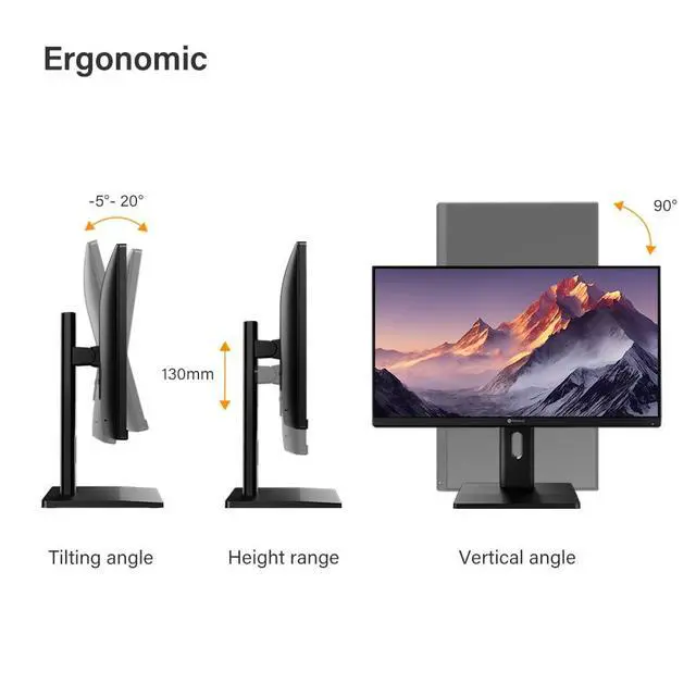 Alt view image 5 of 5 - AG Neovo EM2751 4k Monitor 27 Inch, USB-C with 65W Power Delivery, 3840 x 2160 UHD, IPS, 100% sRGB, Height Adjustable, Pivot, Dual HDMI 2.1, DisplayPort 1.4