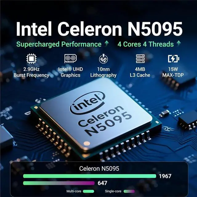 Alt view image 2 of 5 - 10.1 inch Industrial Embedded Panel PC, Win 11 Computer with 10 Points Touchscreen, Celeron N5095 8GB RAM/128GB ROM, Dual HDMI 2.0 WiFi 5 Bluetooth 5.0 for Office/Automation/Kiosk/Bar/Warehouse