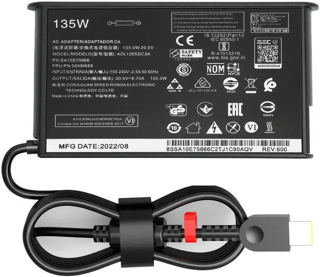 Alt view image 5 of 5 - 135W USB C Charger for Lenovo ThinkPad P16s P14s T16 Z16 L15 L15 Gen 1 2 3 4 5 Compatible with Yoga/Slim Pro 9 7 6 7i 9i Book 9 ADL135YSDC3A ACH IAP ARA ARH ABP AC Adapter Power Supply