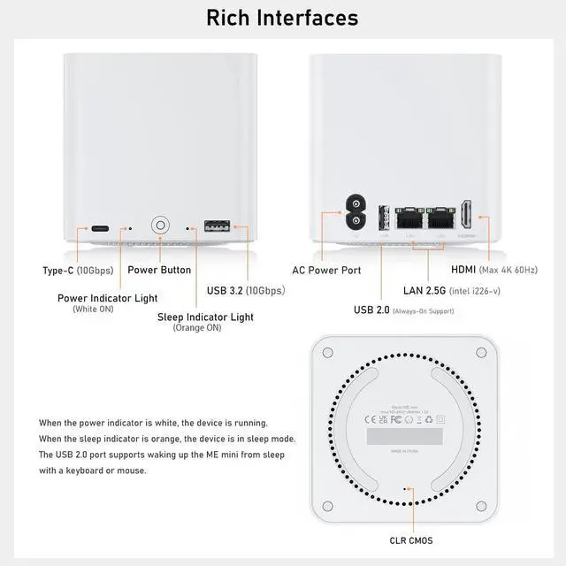 Alt view image 5 of 5 - Beelink ME Mini PC, Intel N150(4C/4T, up to 3.6GHz), 16GB LPDDR5, 64GB eMMC, 6*M.2 SSD Slots, ME Mini Computer Support Dual 2.5G LAN, Cloud Disk, Virtual Machine, Soft Router, NAS, HTPC