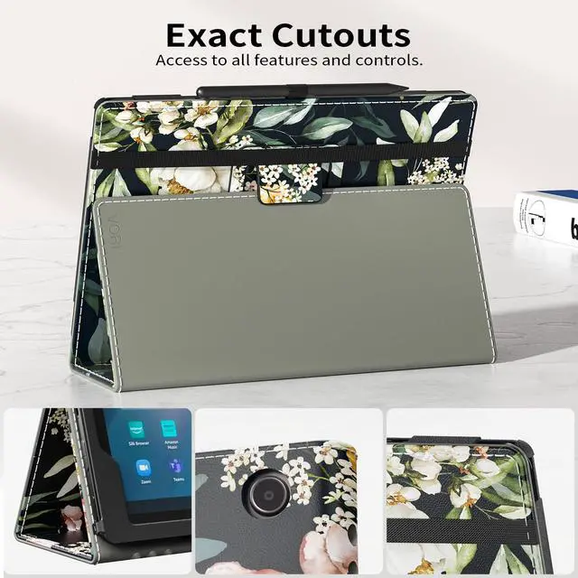 Alt view image 4 of 5 - VORI Case for Amazon Kindle Fire Max 11 Tablet (13th Generation, 2023 Release), Slim Folding Stand Folio Cover with Auto Wake/Sleep & Hand Strap for All-New Fire 11 Max Tablet, Blushing Floral