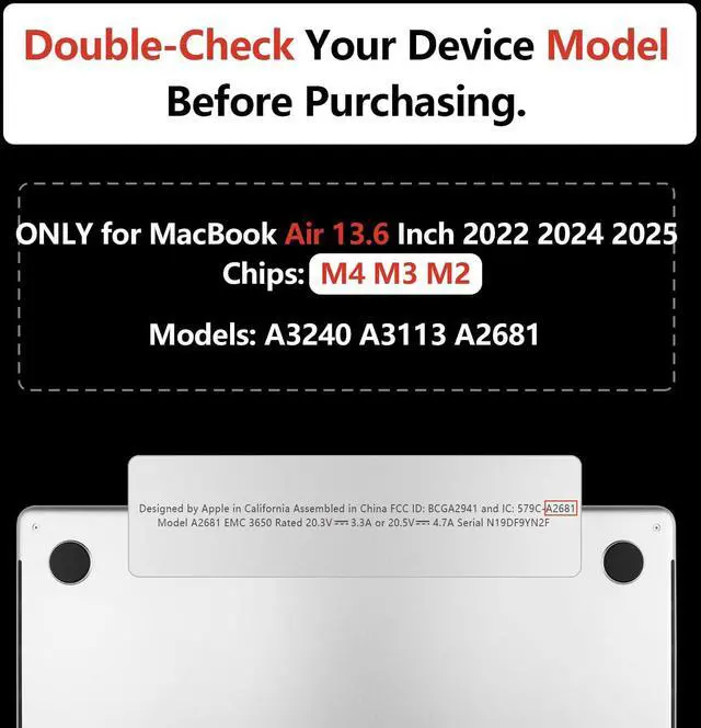 Alt view image 2 of 5 - TWOLSKOO for MacBook Air 13.6 Inch Case 2025/2024/2022, M4 M3 M2 Chip, Models A3240 A3113 A2681, Plastic Hard Shell & Keyboard Cover & Type C Adapter & Screen Protector, Colorful