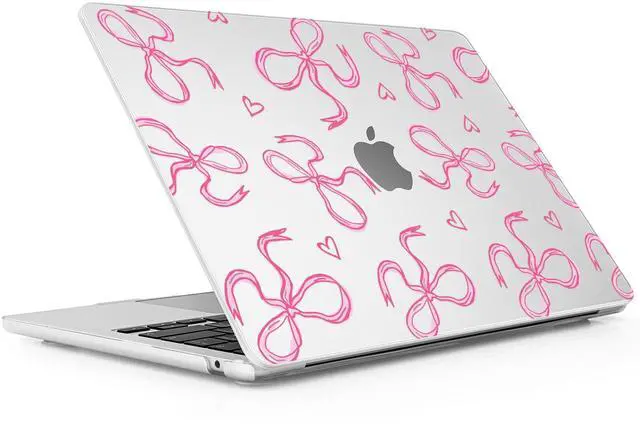 Main image of Lepeoac for MacBook Air 15 inch Case 2023 2024 2025 Release A3241 M4 A3114 M3 A2941 M2 with Liquid Retina Display & Touch ID, Hard Shell with Screen Protector & Webcam Cover, Pink Bows Heart