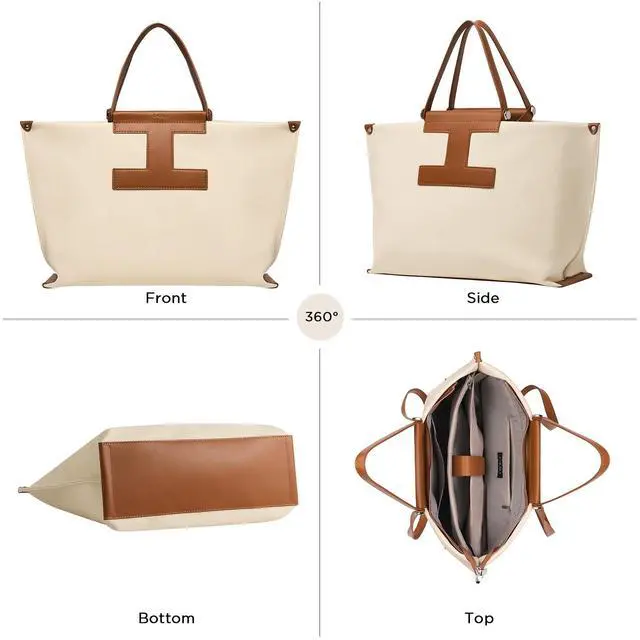 Alt view image 5 of 5 - CHUNLI Laptop Tote Bag for Women,15.6 Inch Waterproof Scratch-Resistant Leather Work Computer Bag Business Office Briefcase