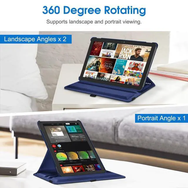Alt view image 3 of 5 - Fintie Case for All-New Amazon Fire HD 10 Tablet (13th Generation 10.1", 2023 Release)- 360 Degree Rotating Swivel Stand Cover with Dual Auto Sleep/Wake, Navy