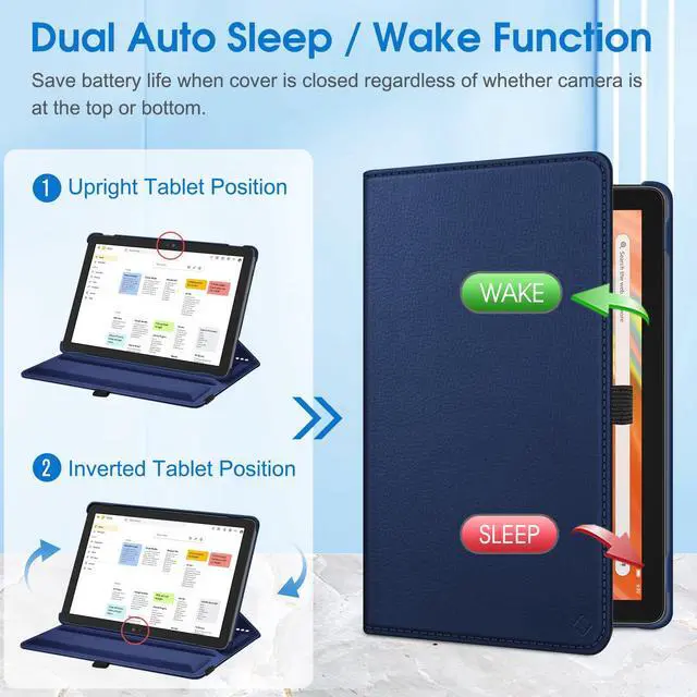 Alt view image 5 of 5 - Fintie Case for All-New Amazon Fire HD 10 Tablet (13th Generation 10.1", 2023 Release)- 360 Degree Rotating Swivel Stand Cover with Dual Auto Sleep/Wake, Navy