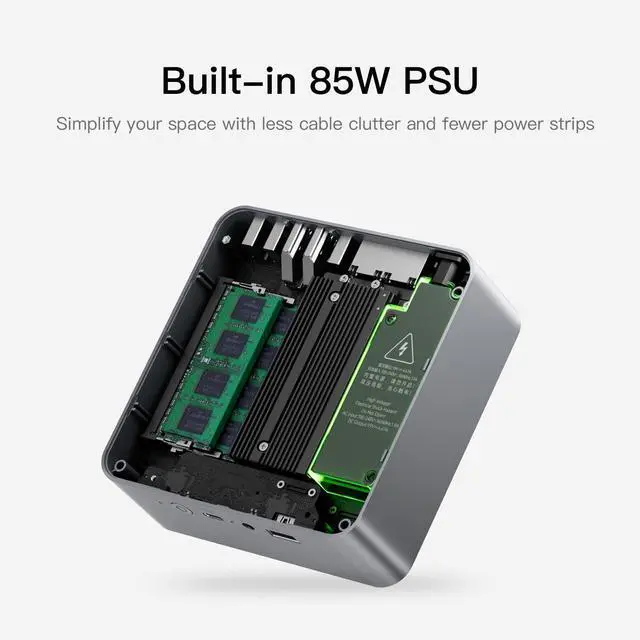 Alt view image 4 of 5 - Beelink EQR5 Mini Desktop PC with AMD Ryzen 5 5500U 6C/12T, 16GB DDR4 500G NVMe M.2 SSD, Dual Display Output, Built in PSU, WiFi 6, 1000M RJ45, Bluetooth 5.2 W-11 Mini Computer