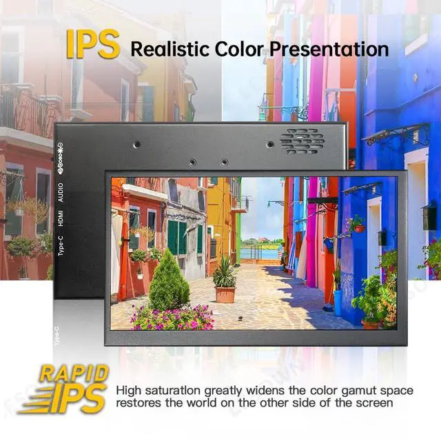 Alt view image 5 of 5 - LESOWN 7 Inch USB-C HDMI Portable Touch Monitor FHD 1024x600 IPS LCD Touchscreen Built in Speakers External Monitor for Laptop PC Phone Mac