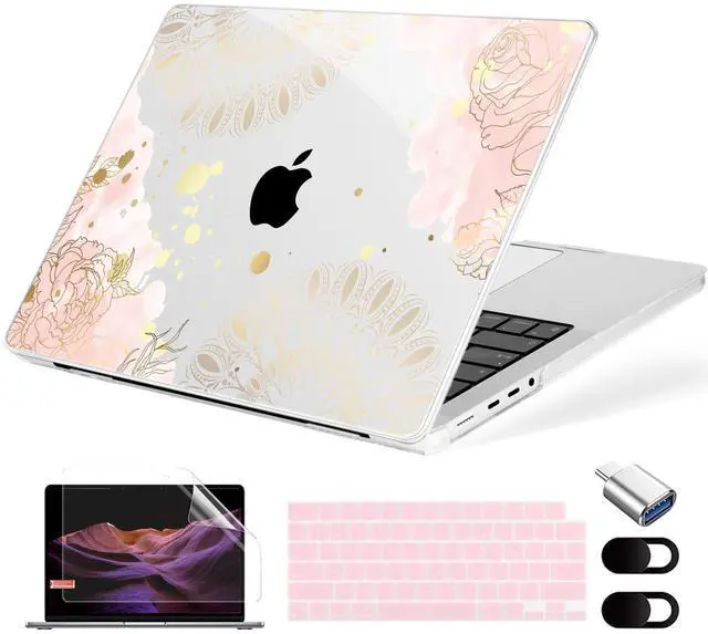 Main image of MecBevia for MacBook Pro 14 inch Case M5 M4 M3 M2 A3434 A3112 A3401 A3185 A2918 A2992 A2779 M1 A2442 Pro Max Chip (Released 2025 to 2021), Hard Shell Cover for MacBook Pro 14", Vector Flower2