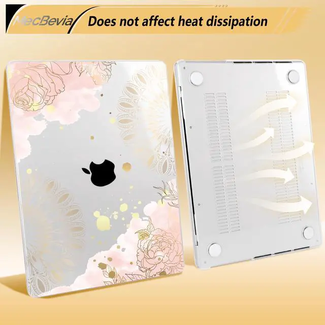 Alt view image 4 of 5 - MecBevia for MacBook Pro 14 inch Case M5 M4 M3 M2 A3434 A3112 A3401 A3185 A2918 A2992 A2779 M1 A2442 Pro Max Chip (Released 2025 to 2021), Hard Shell Cover for MacBook Pro 14", Vector Flower2
