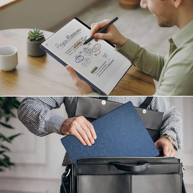 Alt view image 2 of 5 - JKhandy Case for Remarkable Paper Pro 11.8 Inch (2024 Released), Lightweight Hard Back Shell Protective Auto Sleep/Wake Book Folio Cover with Built-in Pen Holder, Navy Blue