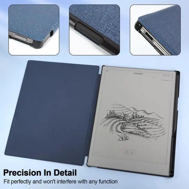 Alt view image 3 of 5 - JKhandy Case for Remarkable Paper Pro 11.8 Inch (2024 Released), Lightweight Hard Back Shell Protective Auto Sleep/Wake Book Folio Cover with Built-in Pen Holder, Navy Blue