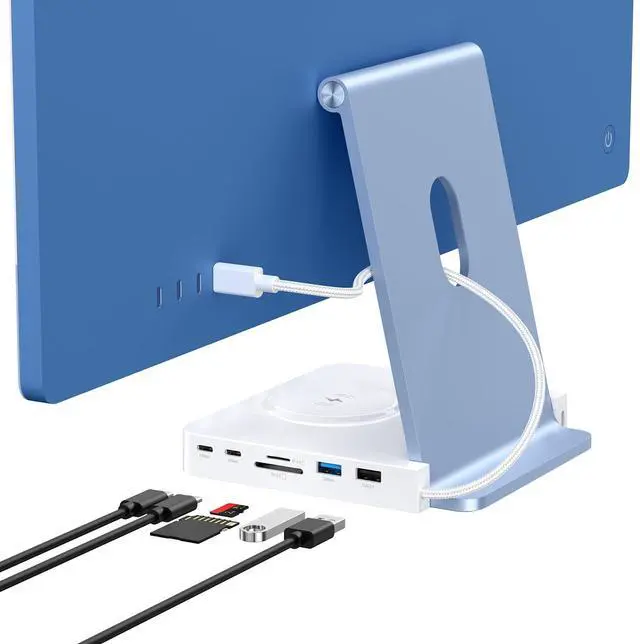 Main image of Akkyajaure USB-C Hub for iMac, Docking Station with SD/TF 3.0, 2× USB-C 10Gbps, 1× USBA 10Gbps, 1×USB2.0, 15W Wireless Charging (External Power Required) | iMac Accessories