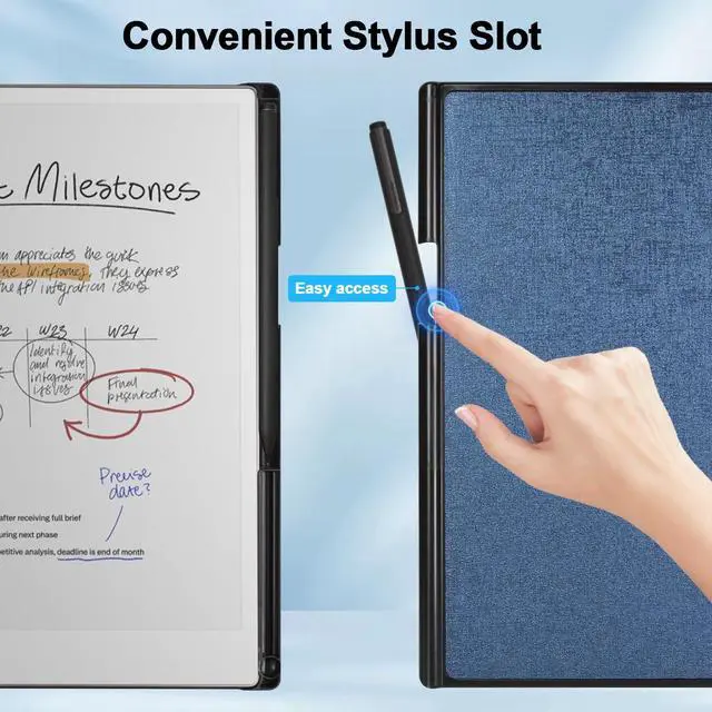 Alt view image 4 of 5 - JKhandy Case for Remarkable Paper Pro 11.8 Inch (2024 Released), Lightweight Hard Back Shell Protective Auto Sleep/Wake Book Folio Cover with Built-in Pen Holder, Navy Blue