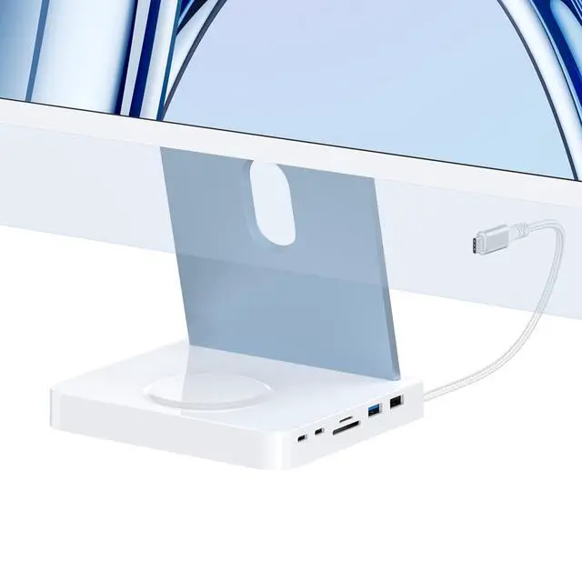 Alt view image 4 of 5 - Akkyajaure USB-C Hub for iMac, Docking Station with SD/TF 3.0, 2× USB-C 10Gbps, 1× USBA 10Gbps, 1×USB2.0, 15W Wireless Charging (External Power Required) | iMac Accessories