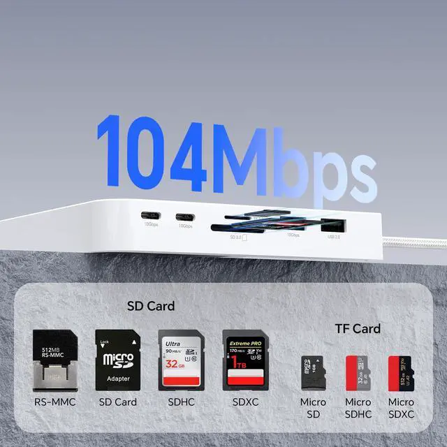 Alt view image 3 of 5 - Akkyajaure USB-C Hub for iMac, Docking Station with SD/TF 3.0, 2× USB-C 10Gbps, 1× USBA 10Gbps, 1×USB2.0, 15W Wireless Charging (External Power Required) | iMac Accessories